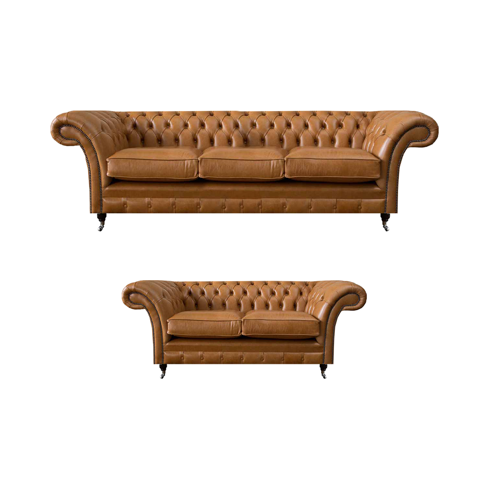 Luxurious Sofa Complete Chesterfield Living Room Sofa Set 2x Sofas