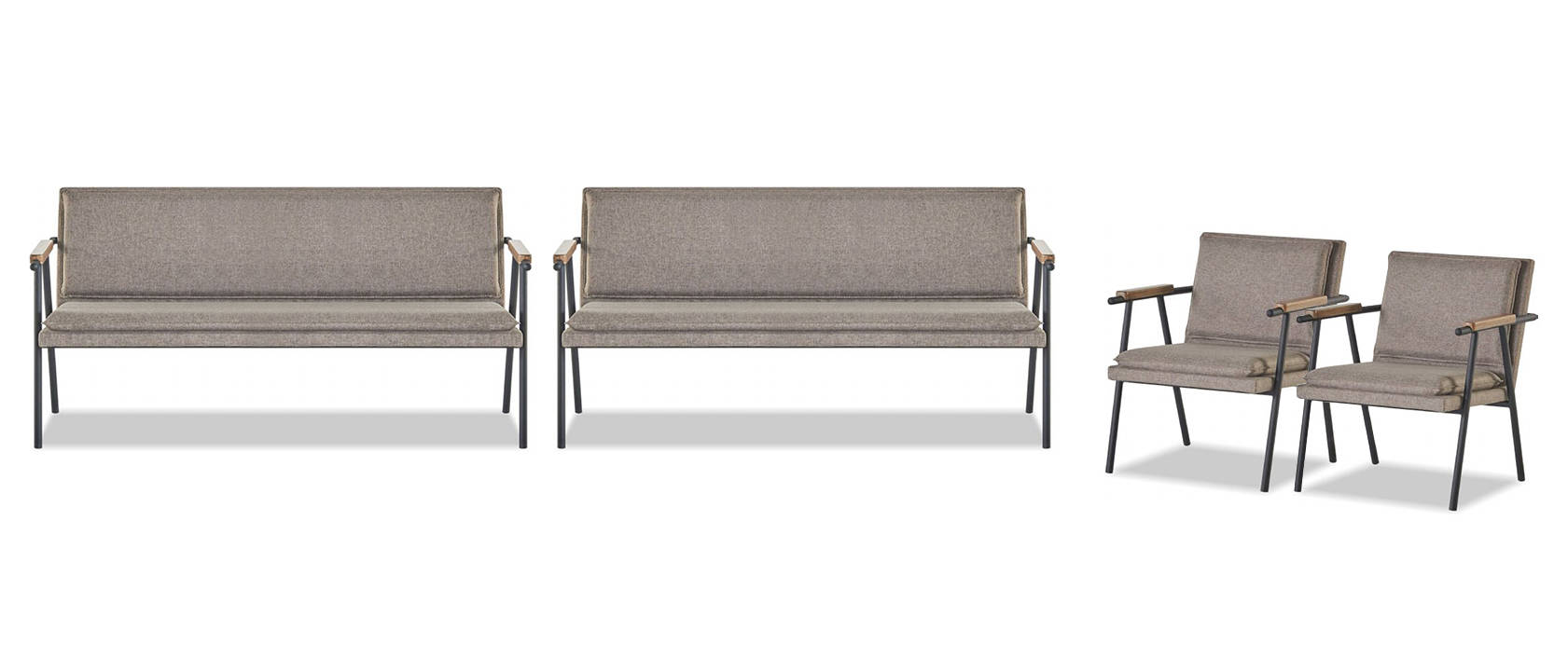 Home office set upholstery 2x three-seater designer 2x textile armchair