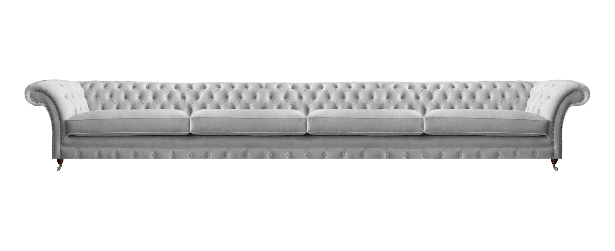White Chesterfield Upholstered Four-Seater Designer Textile Sofa Elegant Furniture