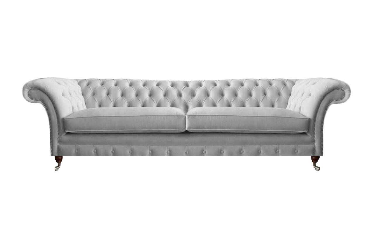 White Chesterfield fabric couch designer upholstered furniture exclusive fabric sofa