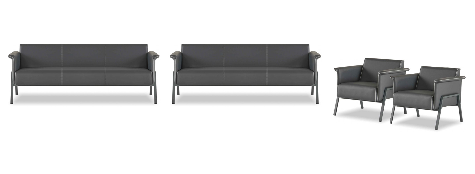 Gray office furniture designer 3-seater 2x luxury stylish armchairs