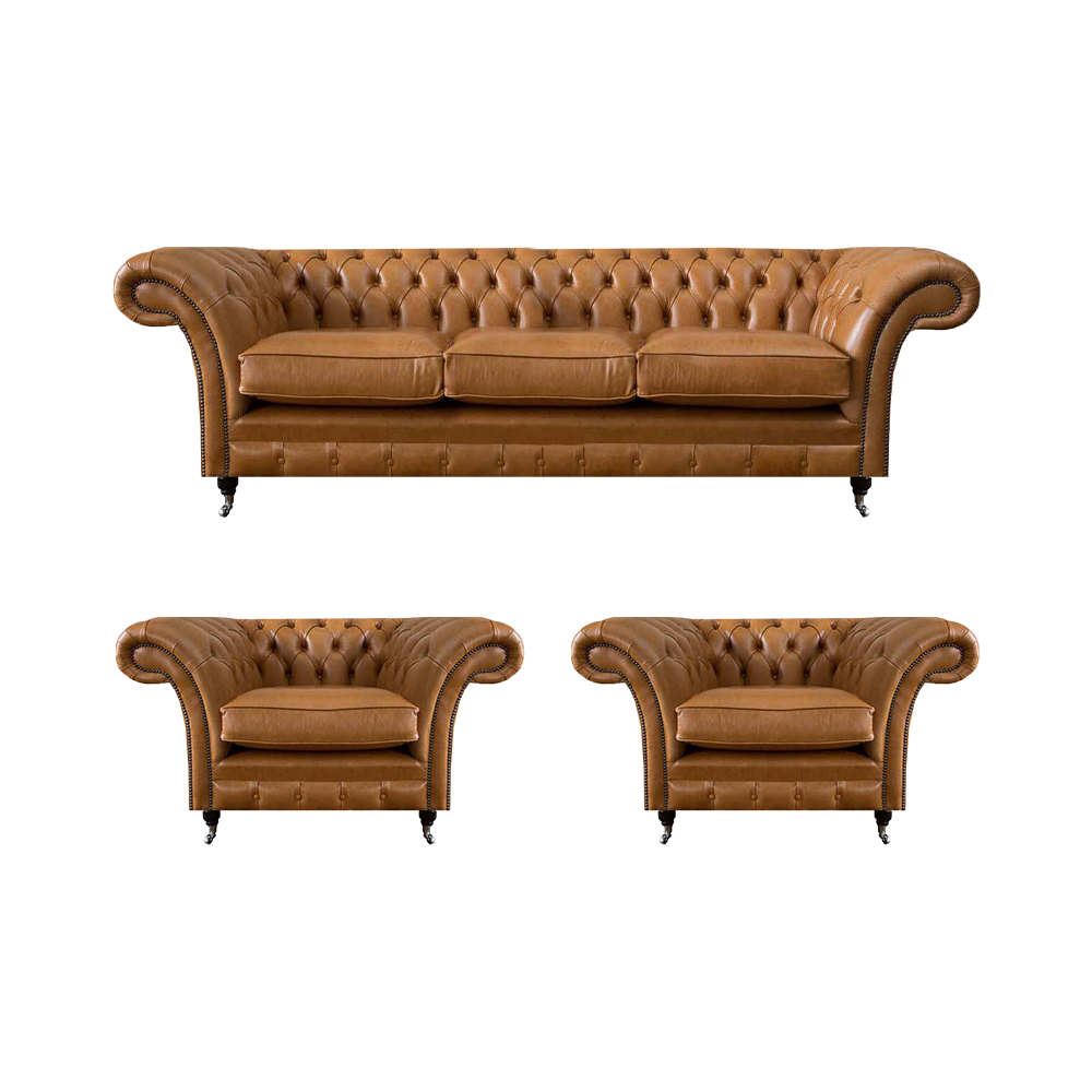 Brown leather sofa set 3+1+1 seats living room design luxurious furniture