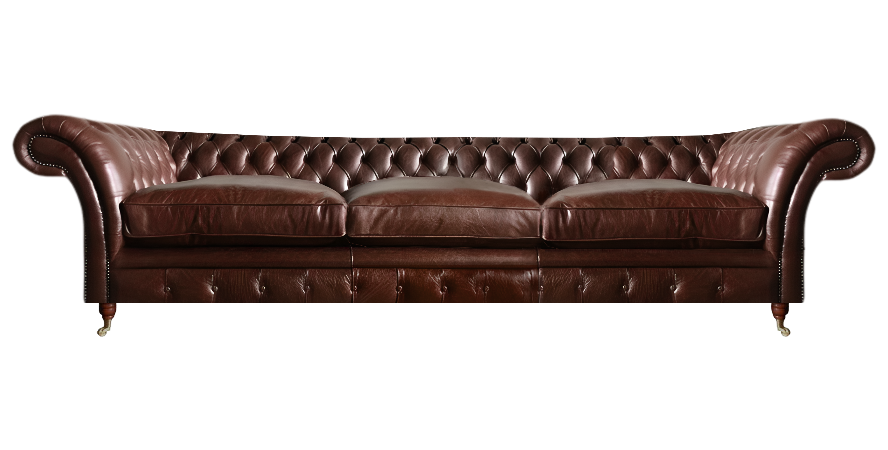Living room Chesterfield leather sofa three-seater couch design brown sofas