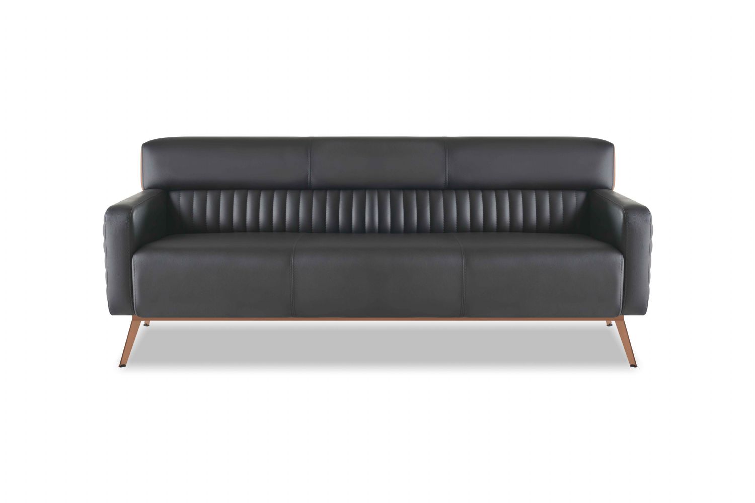 Home Office 3-Seater Sofa Black Solid Color Modern Design Living Room