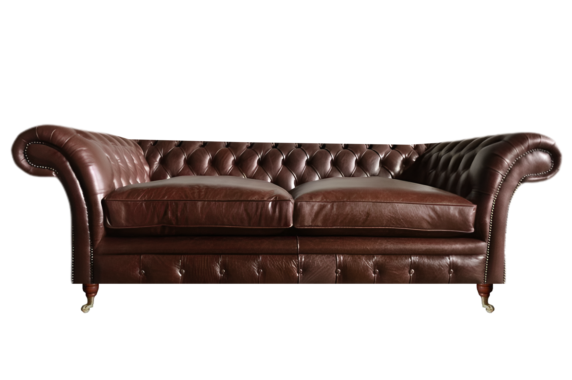 Two-seater sofa couch design furniture leather sofa brown Chesterfield living room