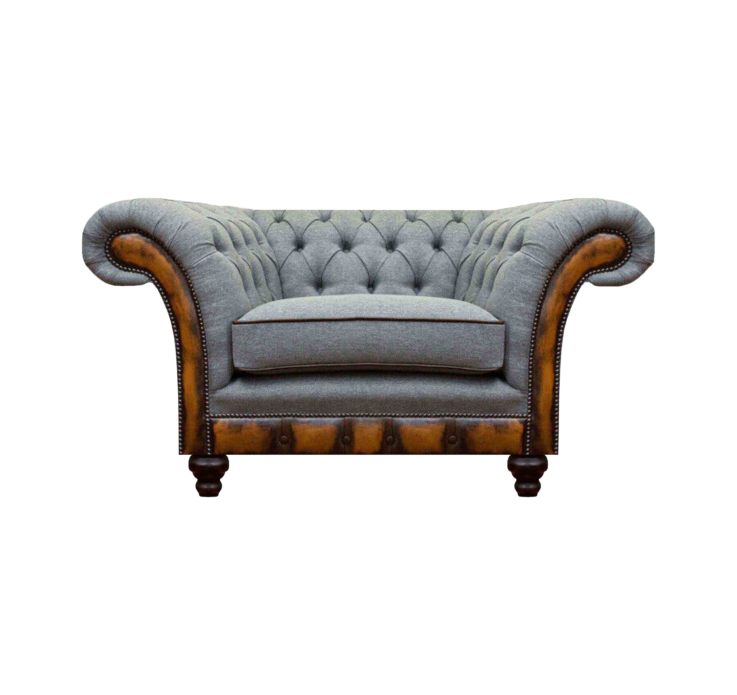 Gray single Chesterfield armchair designer cocktail 1-seater
