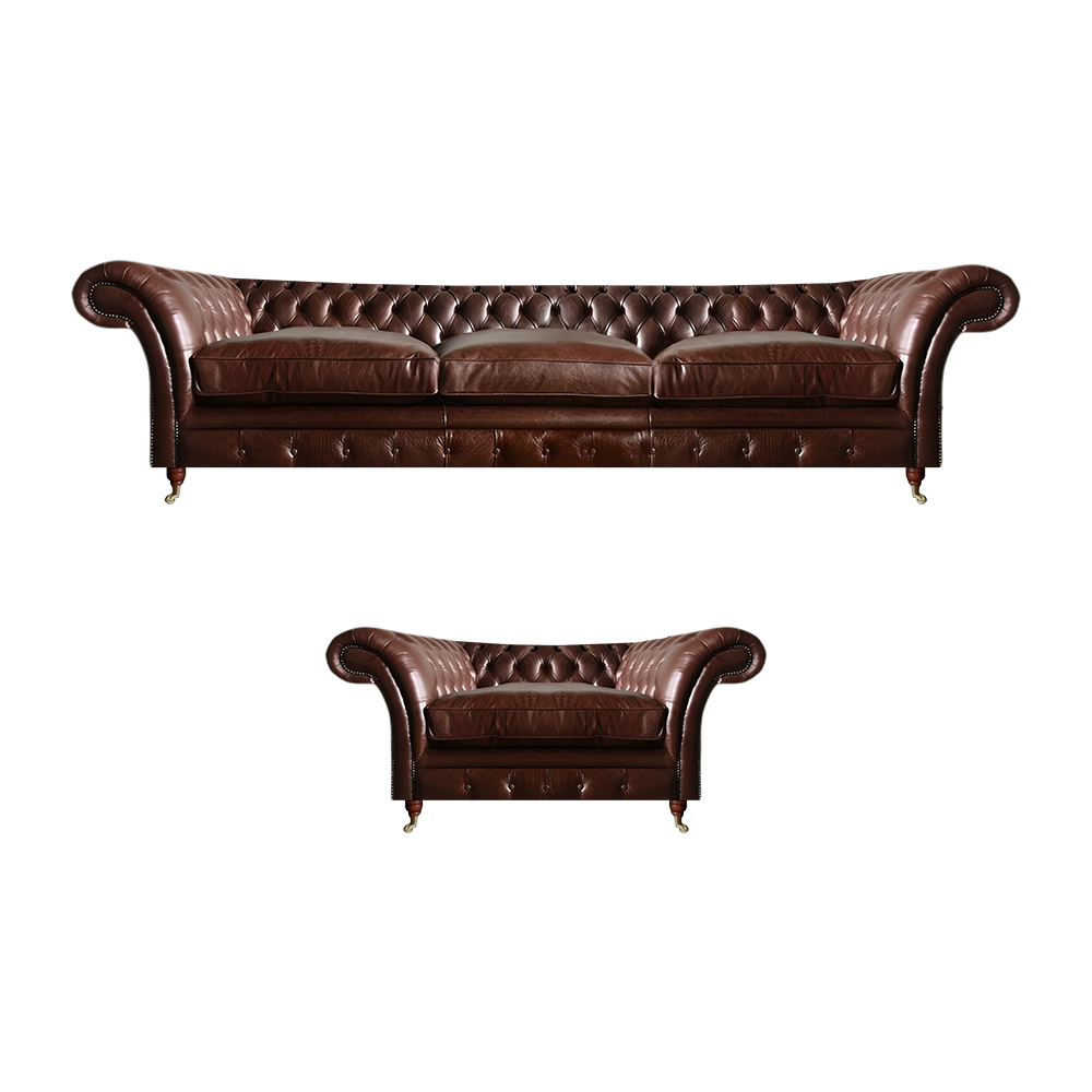 Chesterfield Sofa set 2-piece Upholstered furniture set 3+1 couches seating group