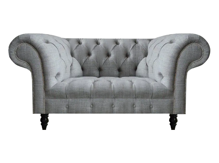 Chesterfield Living Room Two-Seater Sofa Couch Furniture Gray Luxurious