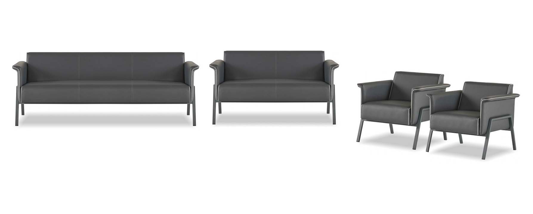 Dark gray office chair textile seating bench three-seater two-seater