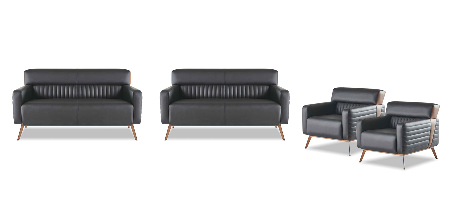 Sofas 4-piece 2-seater sofas armchair home office set black solid color