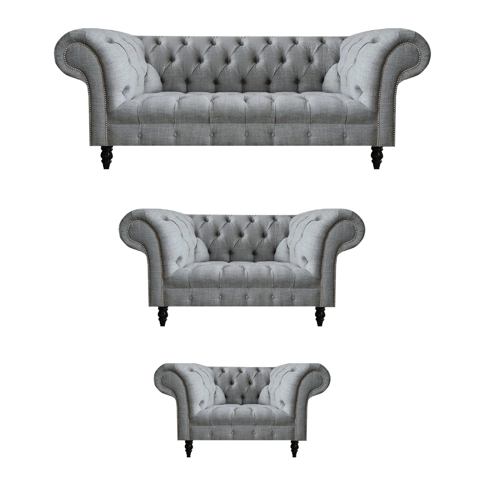 3-piece Sofa Set Gray Sofas 3+2+1 Set Luxurious Chesterfield Furniture
