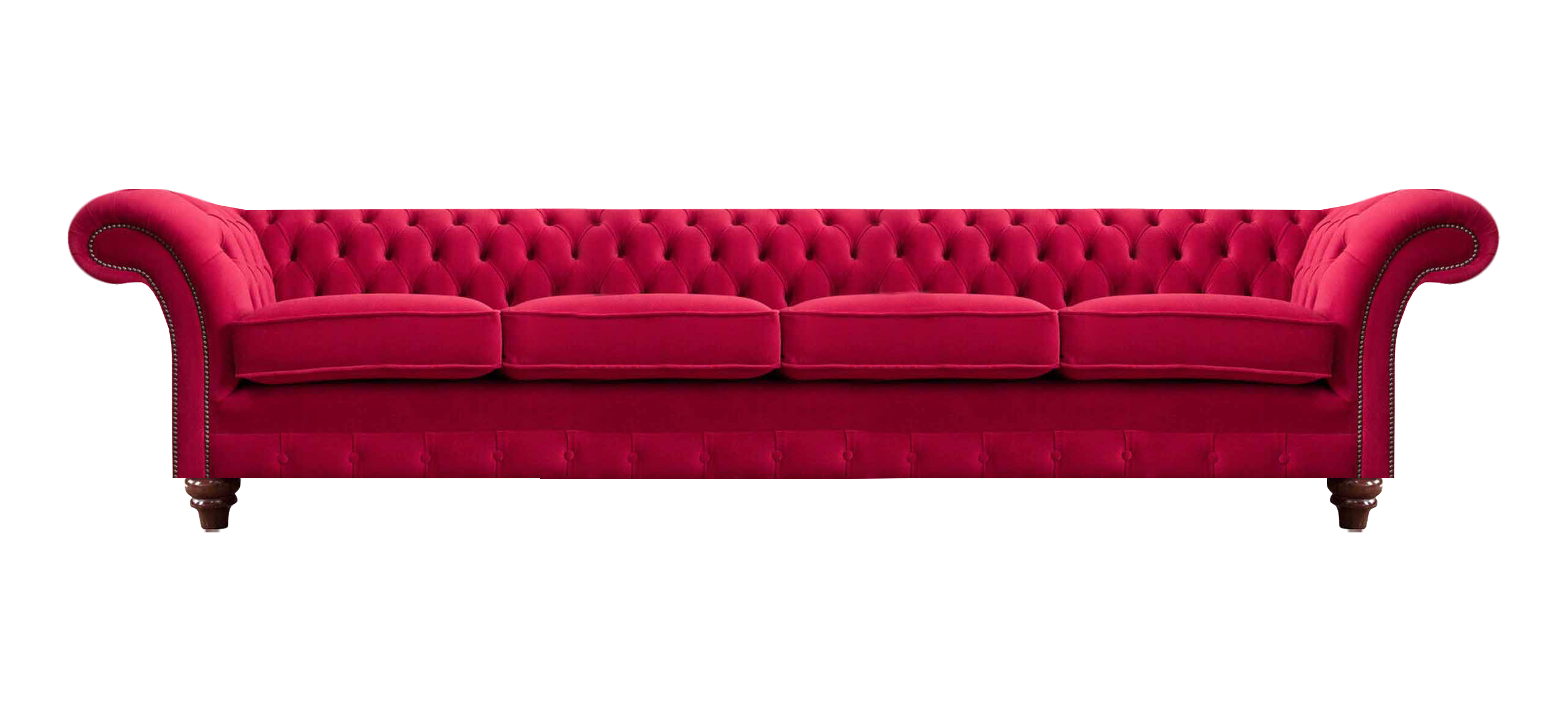 Red Chesterfield four-seater designer upholstered furniture living room couches