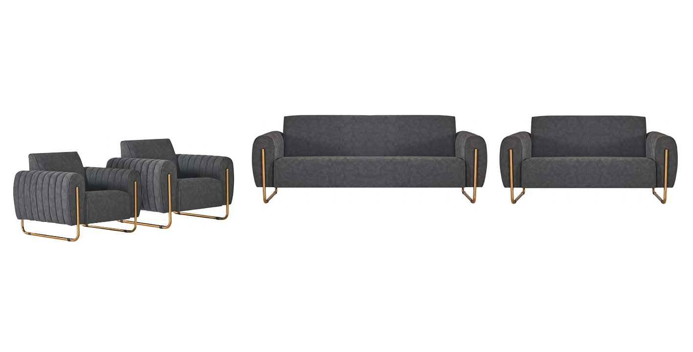 Dark gray fabric sofas designer home office upholstery set 5 pieces