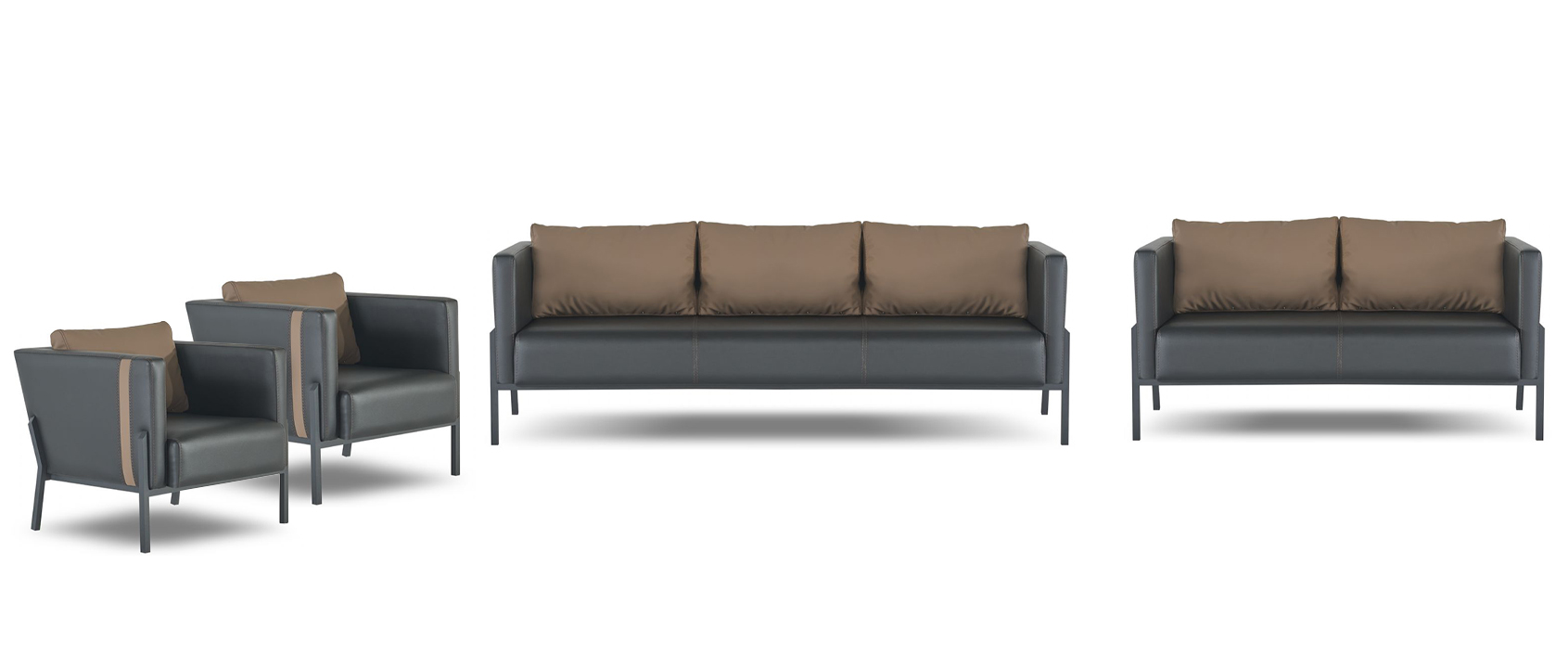 Home office designer seating luxury 3-seater 2x armchairs loveseat