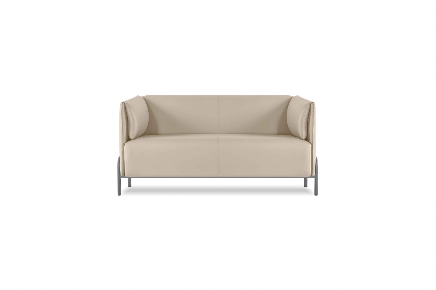 Beige 2-Seater Sofa Solid Color Modern Design Style Study Living Room