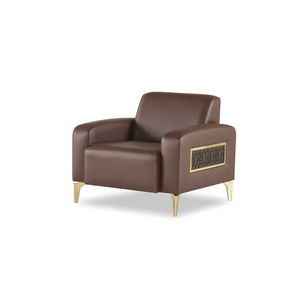 Brown Armchair Solid Color Modern Design Home Office Living Room 1-Seater