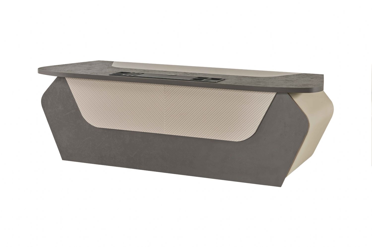 Gray Two-Tone Office Desk Modern Rectangular Design Style Study Room