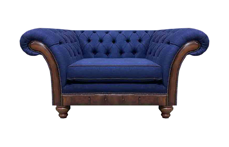Luxurious Chesterfield Blue Armchair Upholstered Furniture Designer Armchair