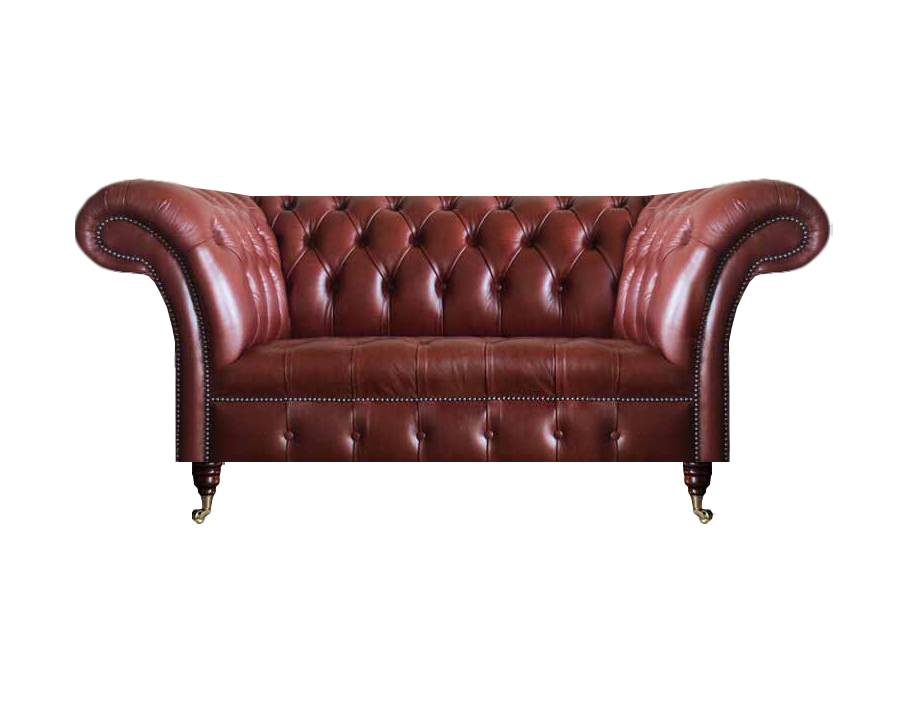 Leather Brown Upholstered Furniture Modern Two-Seater Sofa Couch Upholstered Furniture