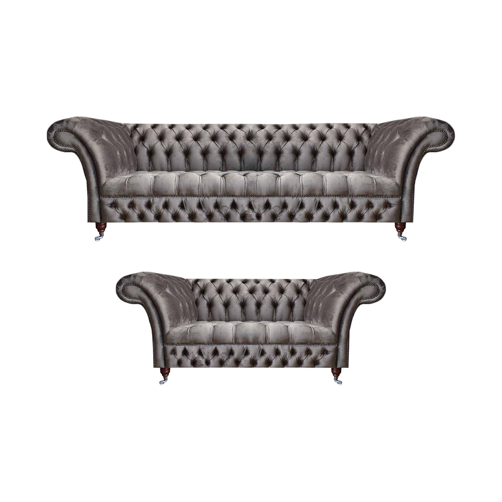 Luxurious 2x Sofa 3+2 Seater Textile Upholstered Furniture Gray Sofa Set Living Room