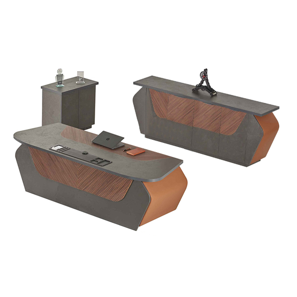 3-piece office set desk sideboard modern rectangular style