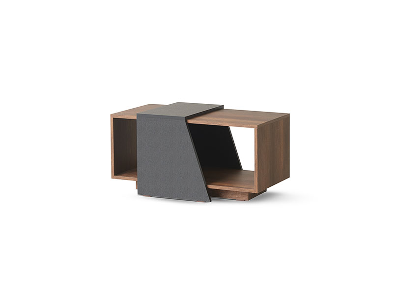 Brown Gray Two-Tone Coffee Table with Shelf Modern Design Office Room