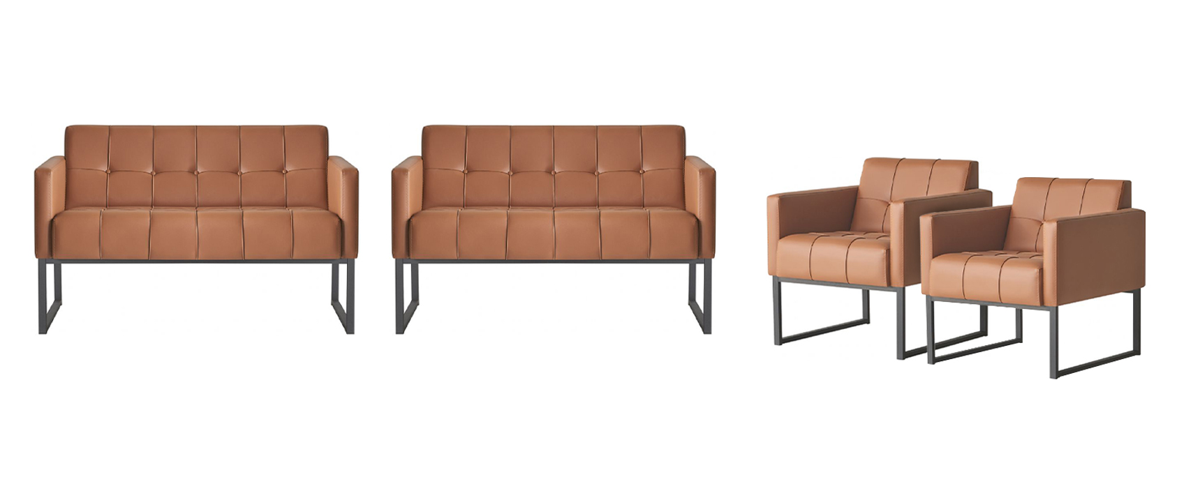 Home Office Set 4 pieces Brown Solid Color 2x 2-Seater 2x Armchair Modern Style