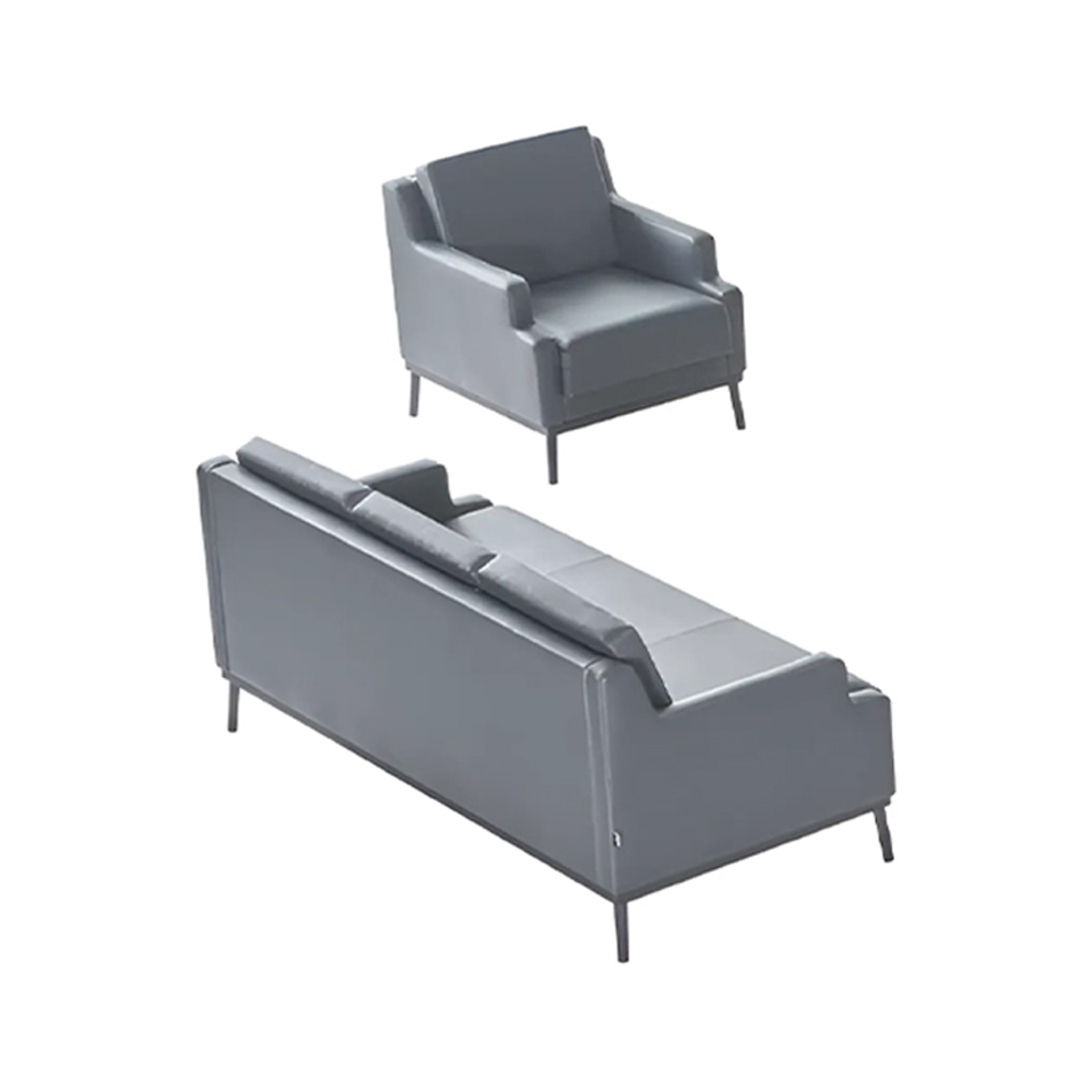 Home Office Set Dark Gray 3-Seater Sofa Solid Color Modern Design