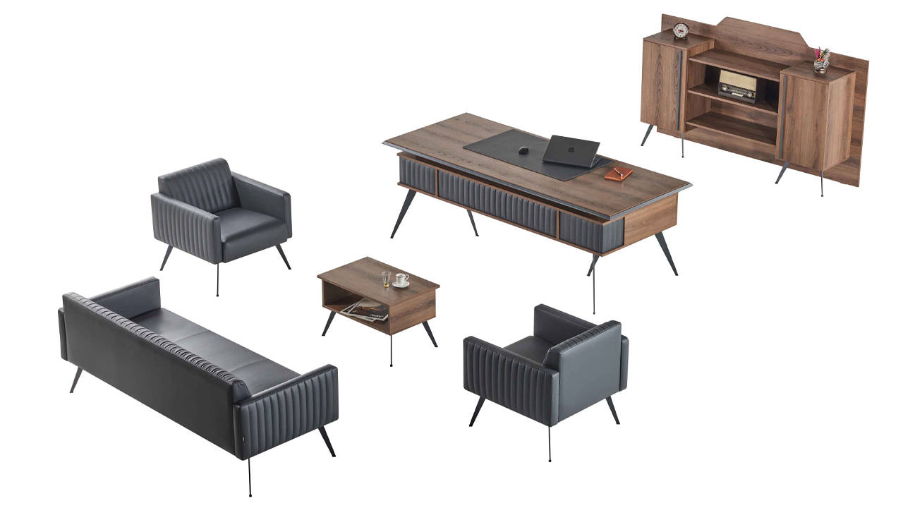 Multicolored designer home office furniture 3-seater table sideboard armchair