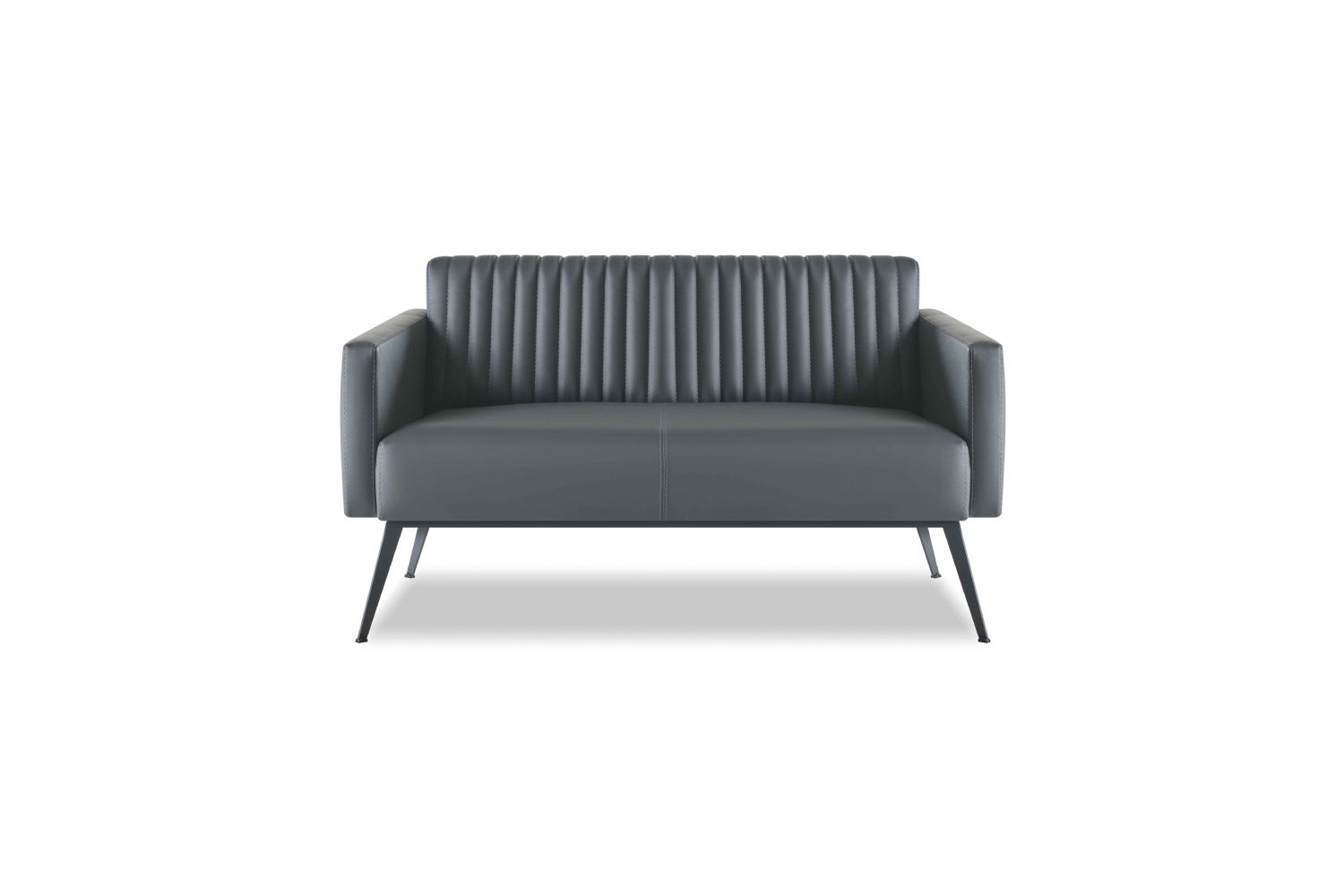 Black 2-Seater Sofa Solid Color Modern Design Style Office Room