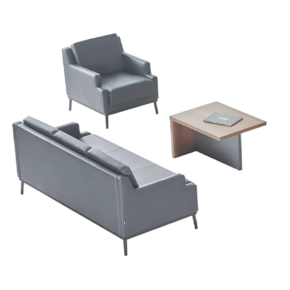 Home office set 3 pieces 3-seater armchair coffee table modern dark gray