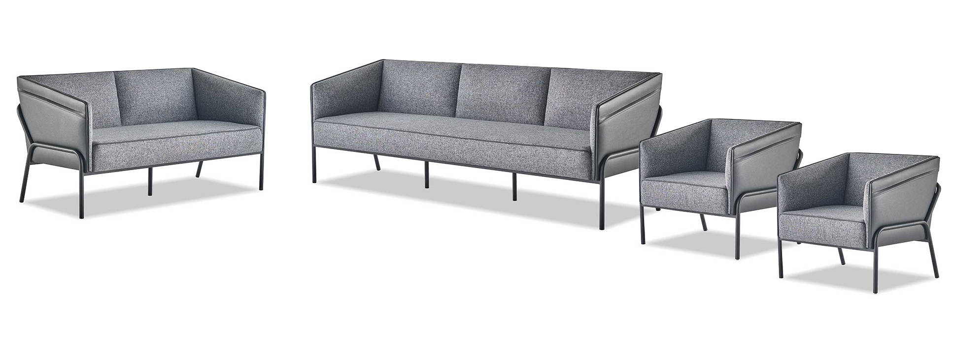 Complete set leather sofas 3-seater 2-seater armchair gray sofa set textile