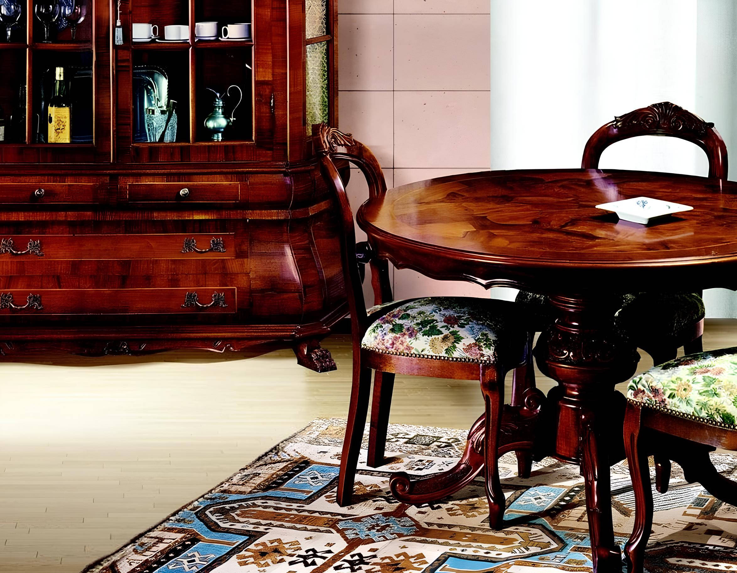 Round dining table expandable luxury wood Italian furniture