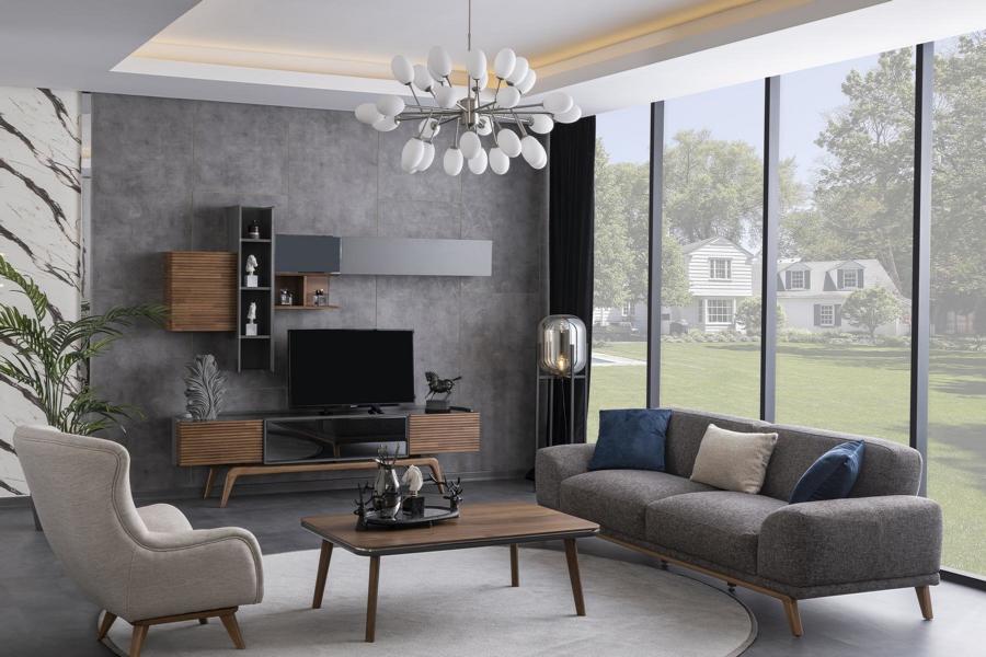 Sideboard wall cabinet coffee table sofa 3-seater armchair living room set