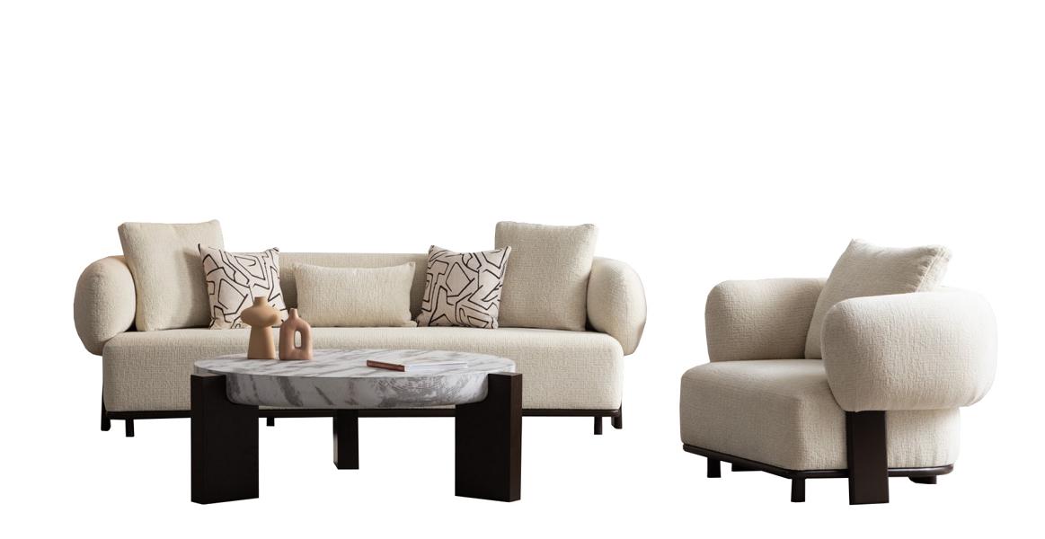 Beige Couch Sofa Sofa set Relax set Upholstery set Lounge furniture 3+1 table