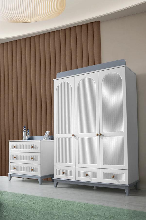 Modern complete youth room children\'s room set wardrobe chest of drawers 2 pieces new