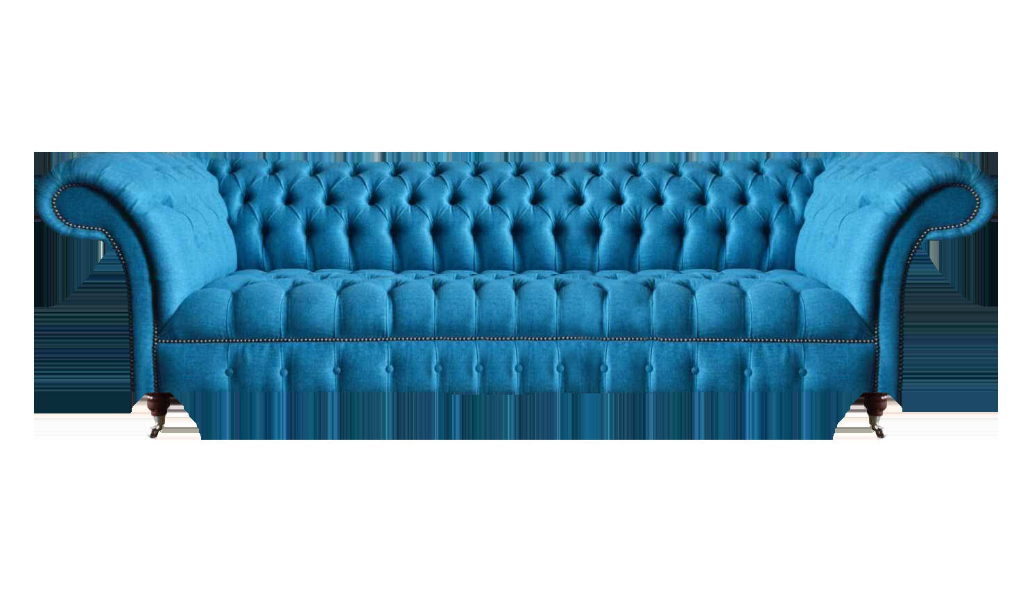 Chesterfield Stylish Living Room Light Blue Four-Seater Couch Textile Sofa
