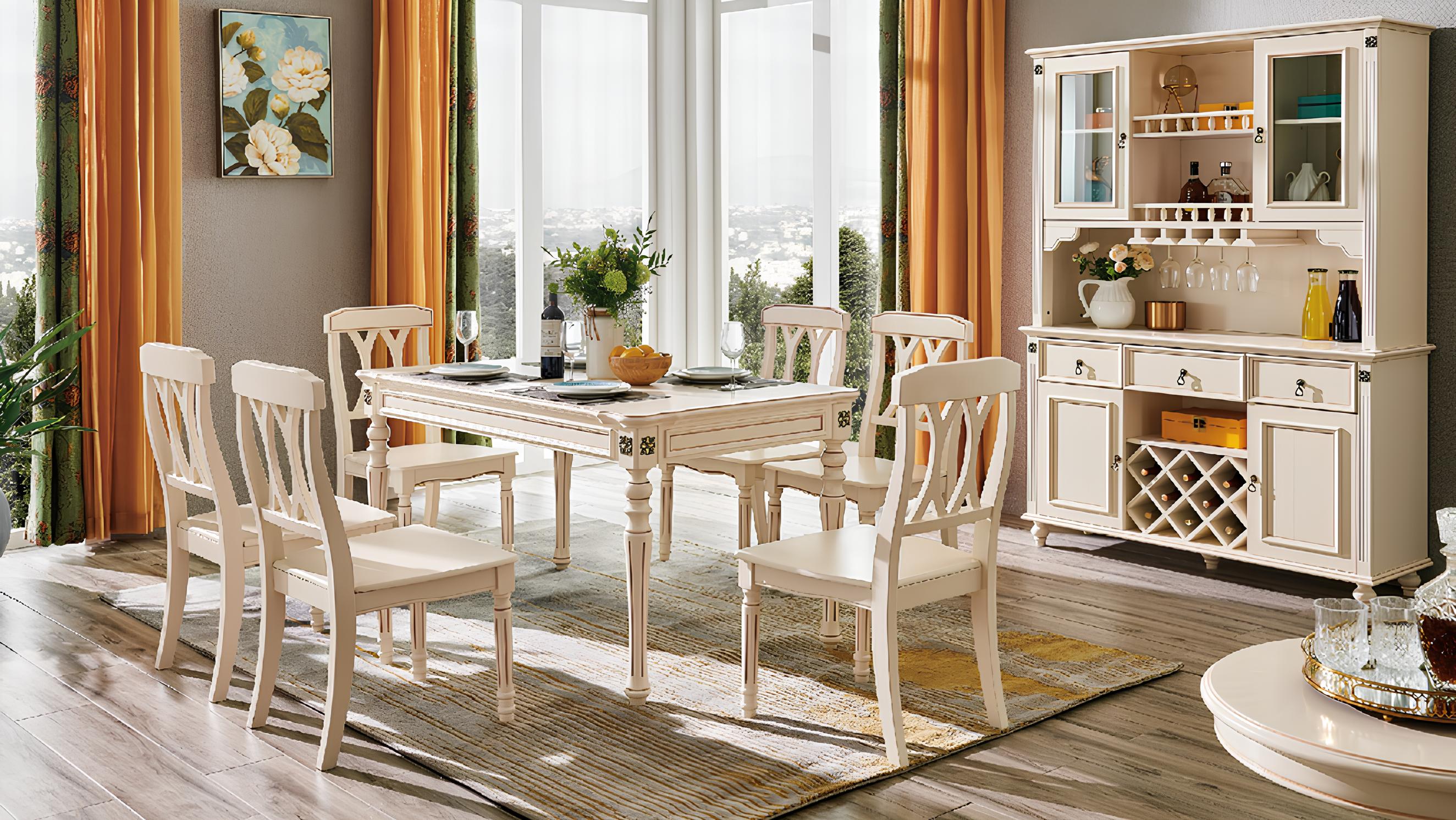 Dining Room Dining Table 6 x Chairs Dining Set Wood Kitchen Table Group 7-piece New