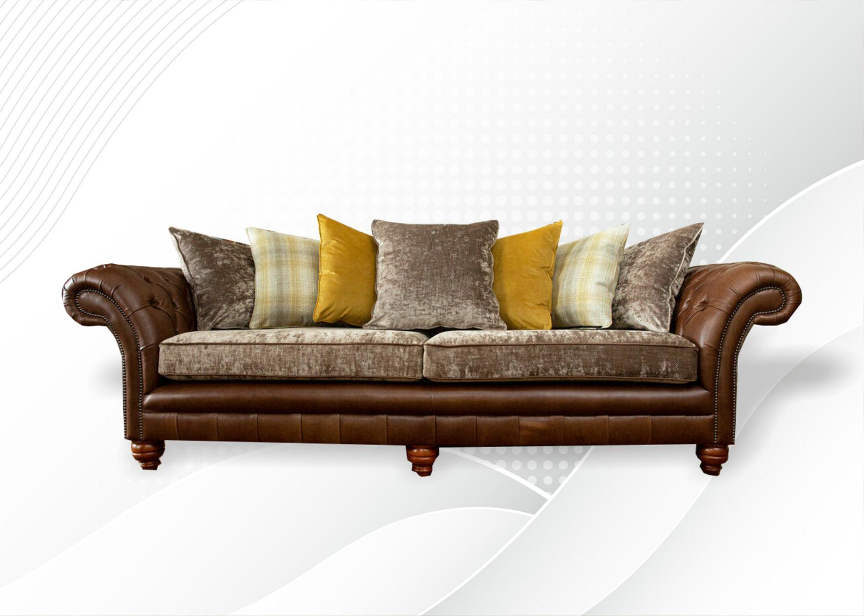 Design Sofa 4 Seat Living Room Couch Chairs Upholstered Sofas Chesterfield XXL Big