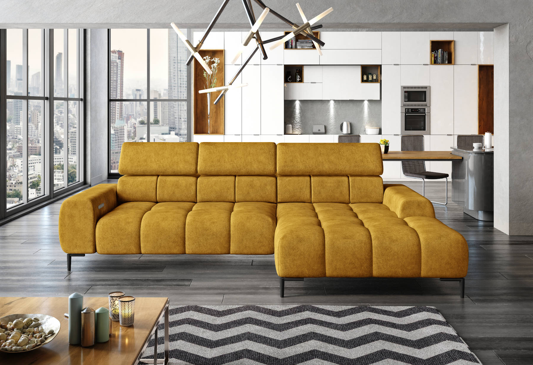 Cushion sleeper sofa textile bed function sleep design corner sofa L-shape sofa couch