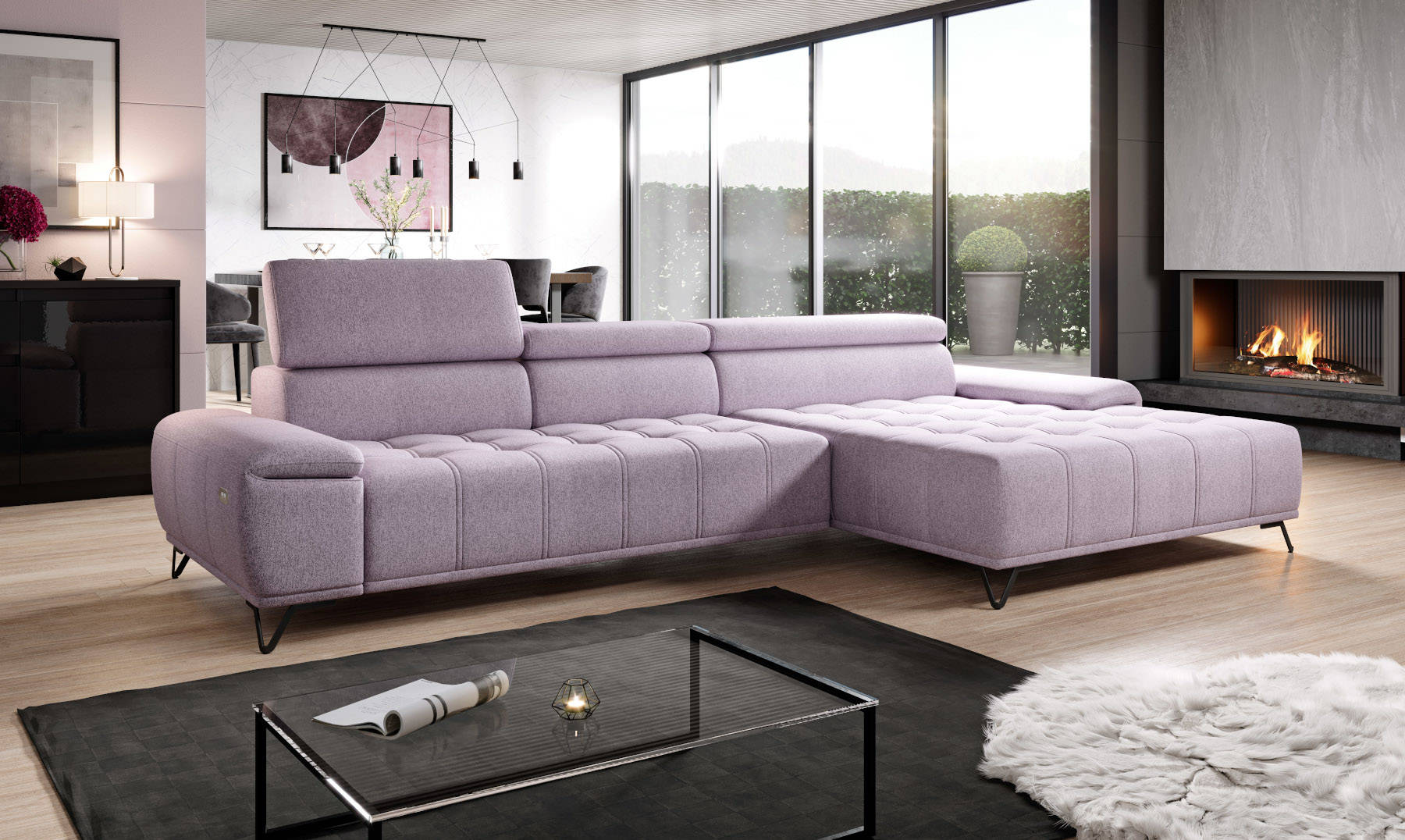 Corner sofa L shape sofa couch design upholstered textile modern corner new