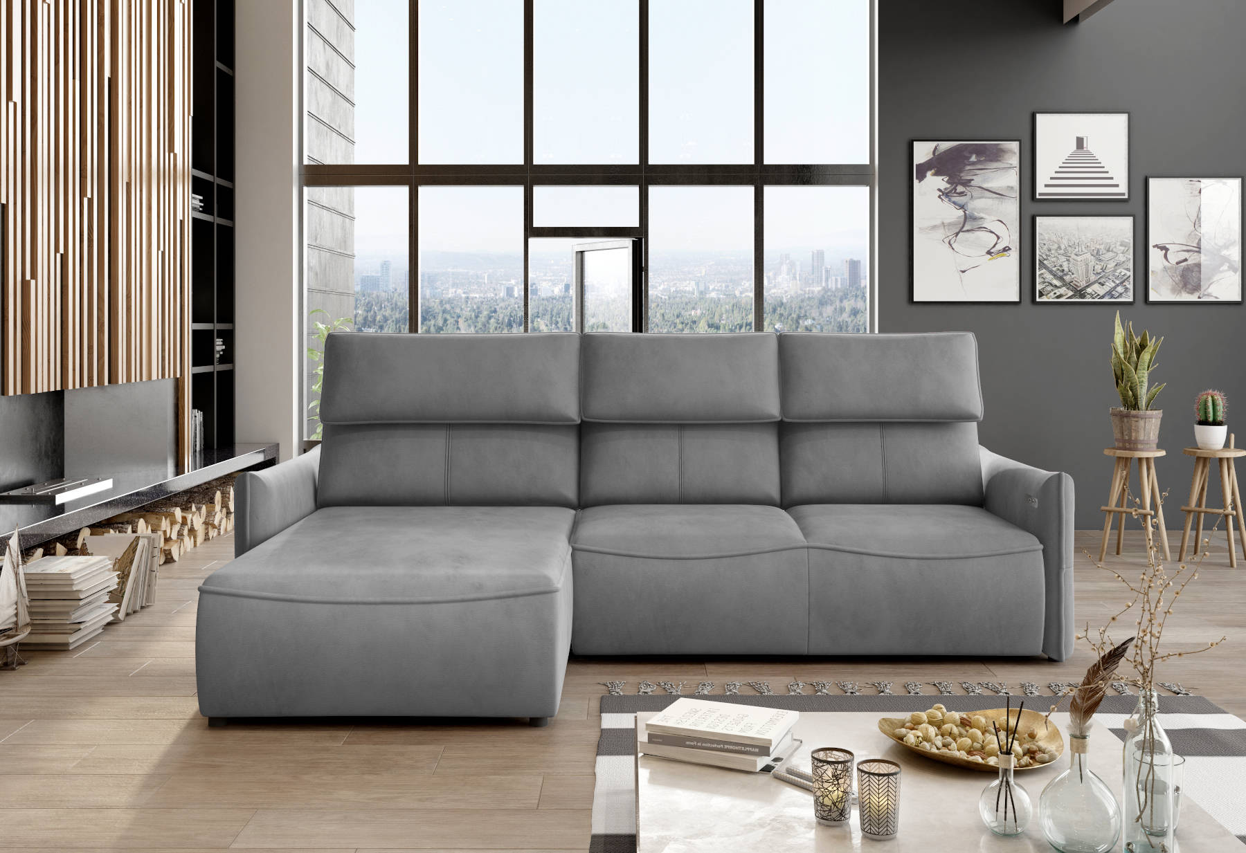 L-shaped sofa coffee table upholstered corner living room luxury furniture sofa couch new