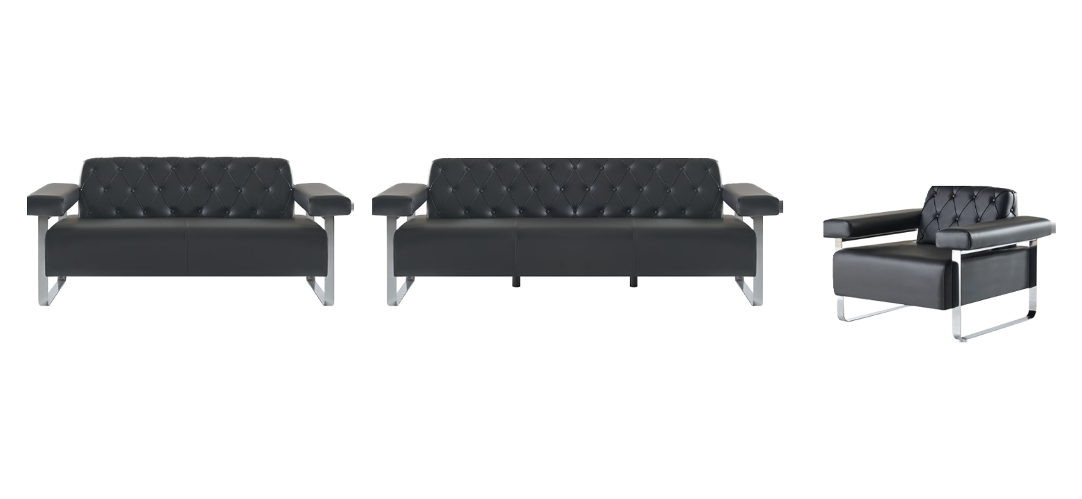 Designer Sofas Armchairs Chesterfield Style 3-piece Black Solid Original