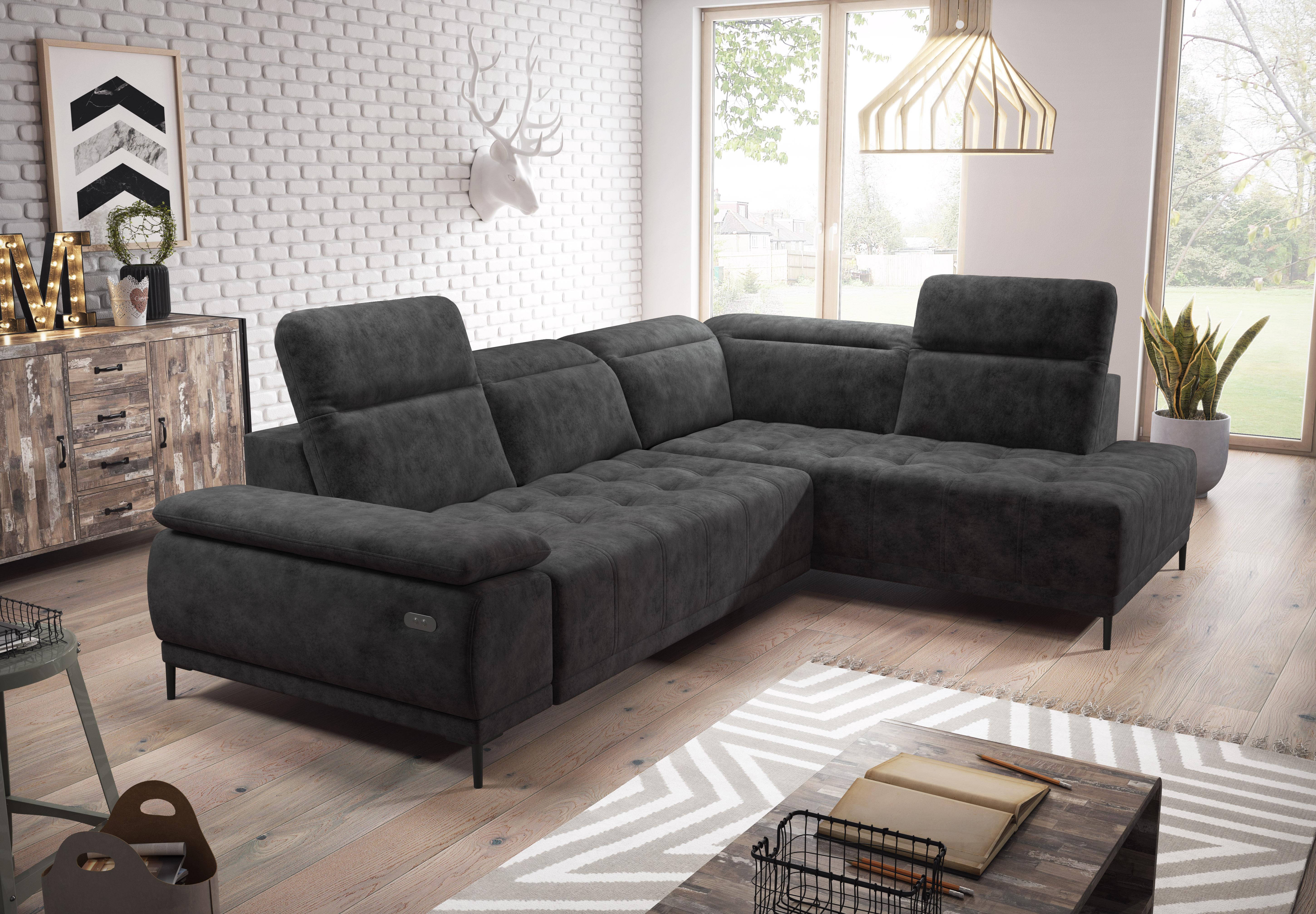 Automatic corner sofa couch design modern L-shaped textile upholstery new