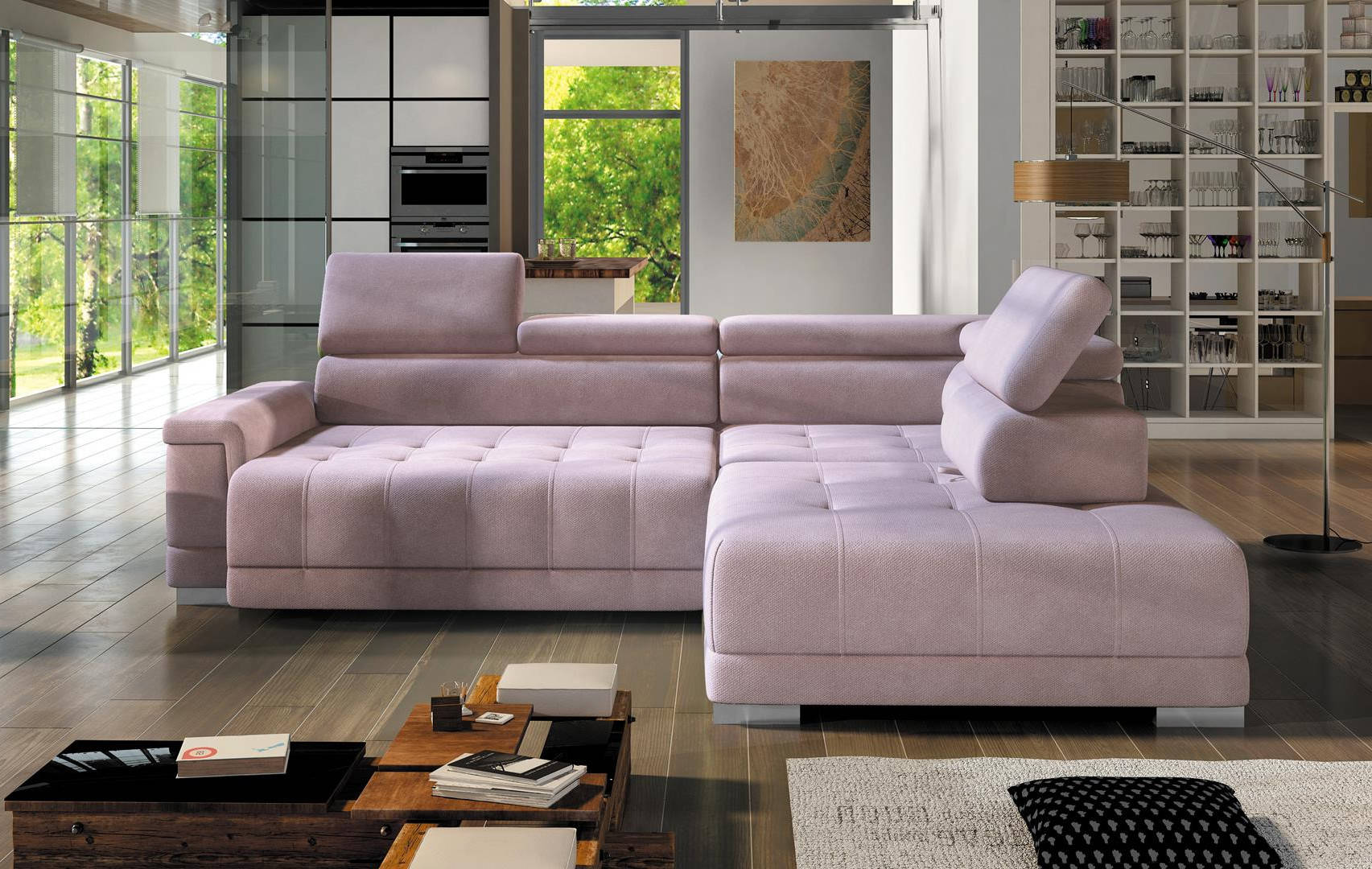 Corner sofa L shape couch living area sofa corner design modern sofa fabric new pink