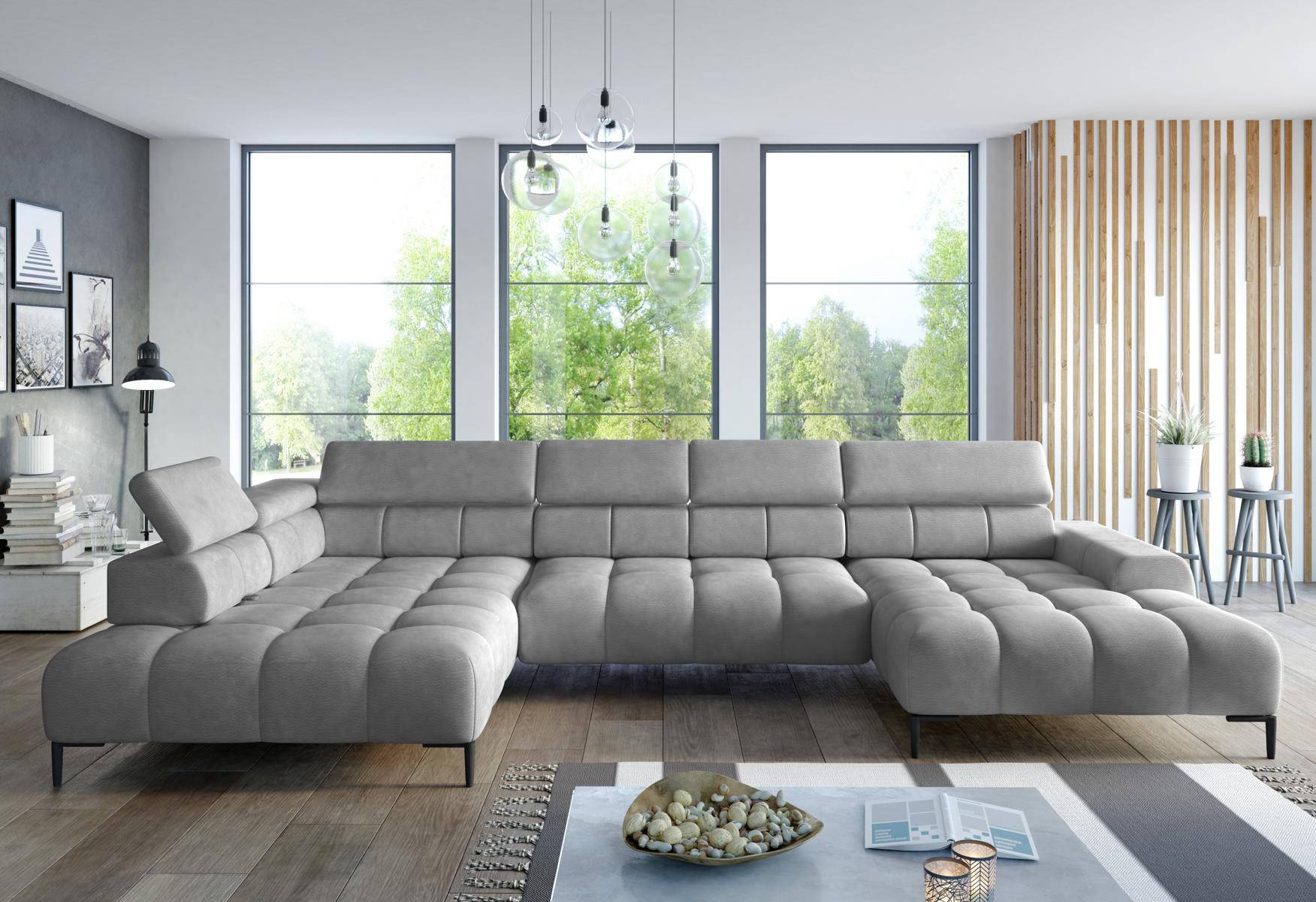 Corner Sofa Textile Sofa Couch Upholstered Corner Seating Living Landscape Corner Group U-Shape Gray