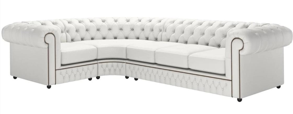 White Chesterfield corner sofa living room modern design leather furniture new leather sofa