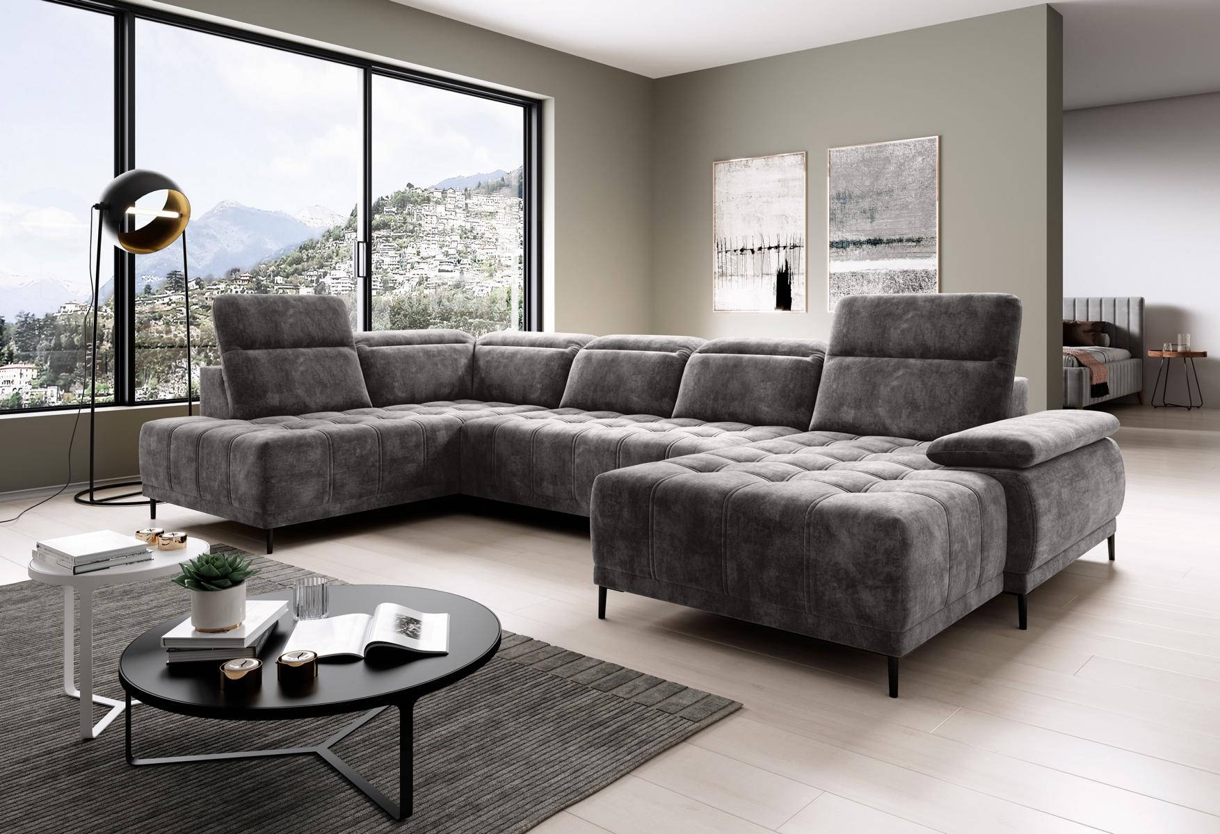 Sofa bed function couch textile sofa living landscape leather design corner sofa U-shape