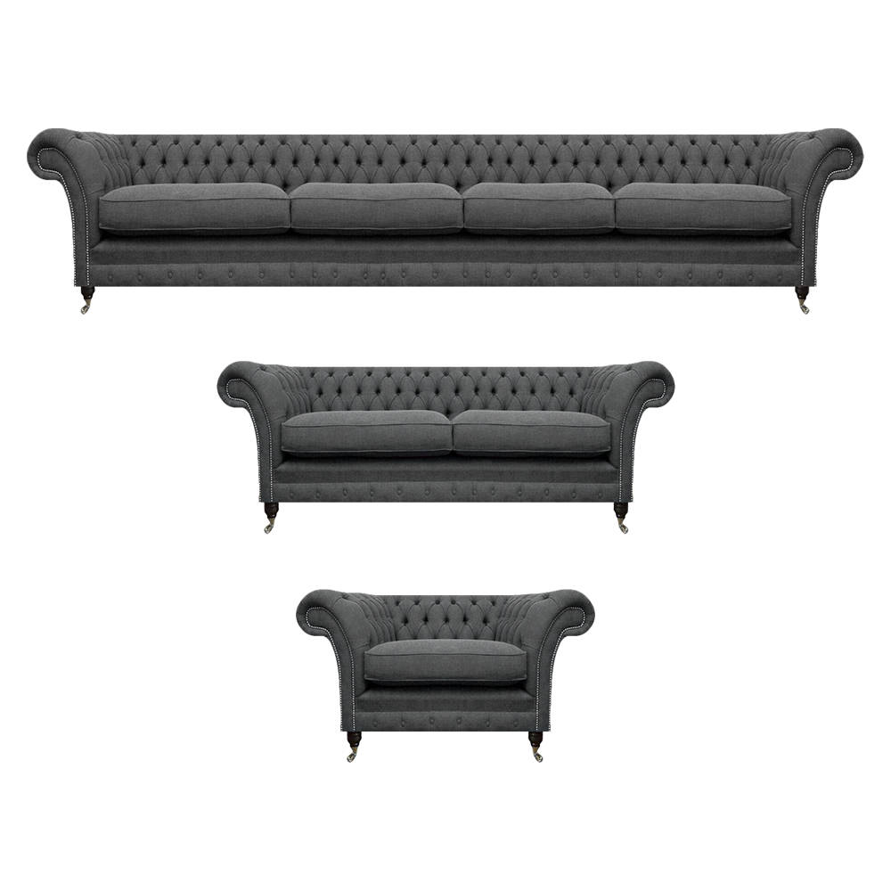 Luxury Set 3-piece Upholstered Furniture Sofas Complete Chesterfield Living Room Sofa Set