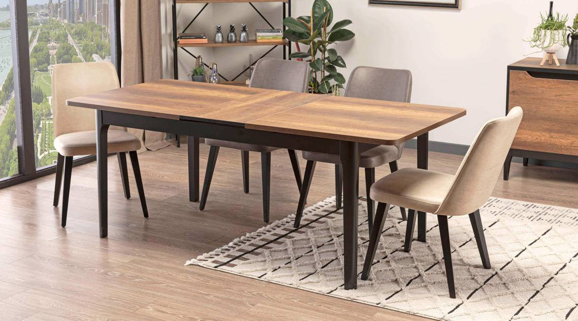 Dining group dining room set 5-piece dining table + 4x chairs wooden furniture luxury furnishings